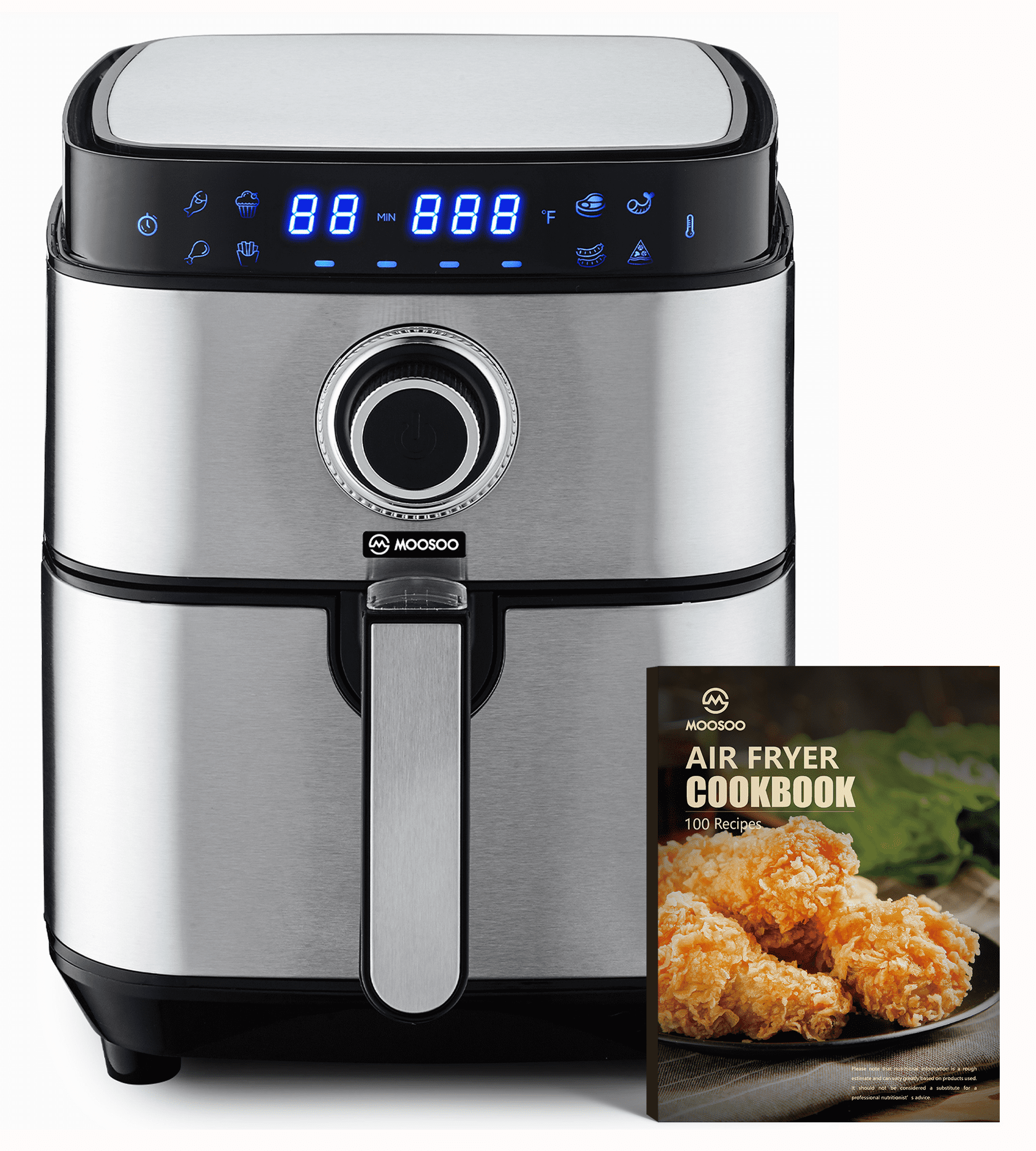 Moosoo 2 Quart Small Air Fryer, Compact Mini Air Fryer with Adjustable  Temp/Time Control, Touchscreen