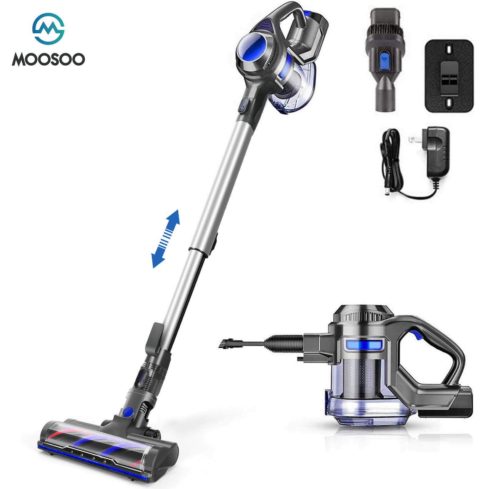Moosoo Cordless Vacuum 4in1 Lightweight Stick Vacuum Cleaner Blue