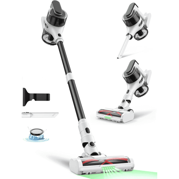 Moosoo Cordless Vacuum Cleaner, 55 mins max runtime, Powerful Suction Vacuum Cleaner For Home, Ideal for Hardwood Floors