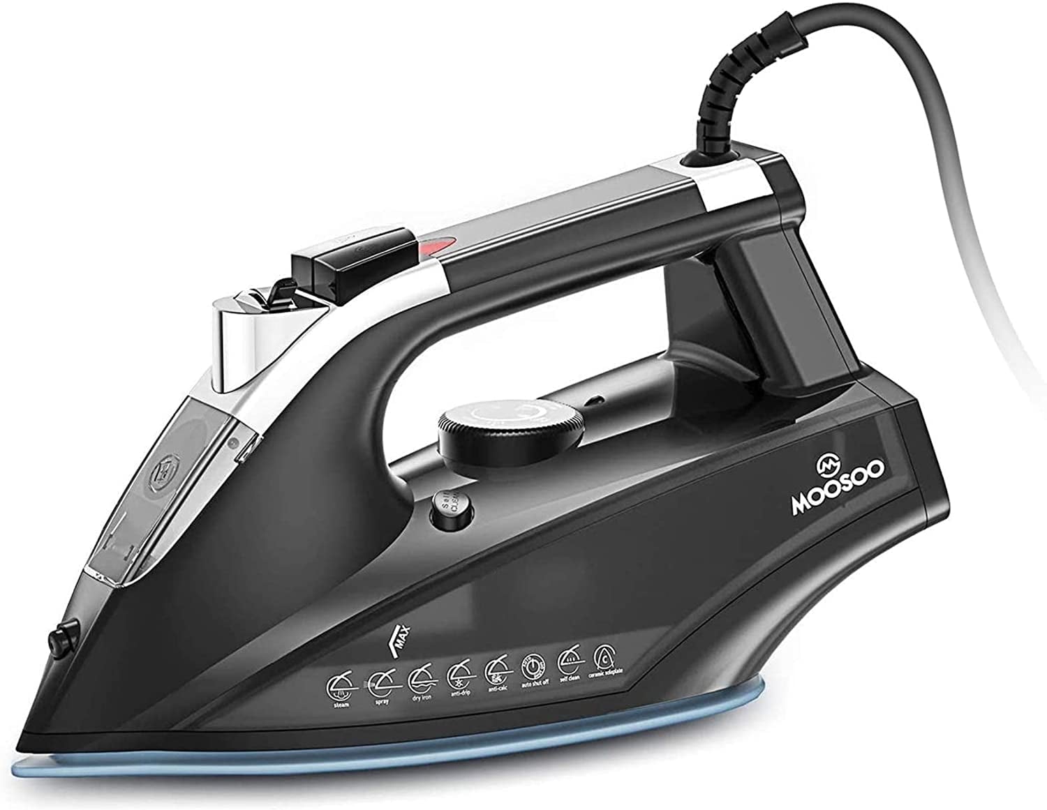 Moosoo Steam Iron 1800W Dry Iron Lightweight Anti-drip Iron with Auto-Off, ST1800