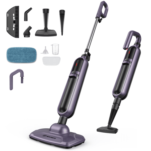 Maircle All-in-1 Steam Mop Cleaner, 17oz Large Water Tank, Detachable Steam Cleaner for Hardwood Tile Grout, Furniture, Purple