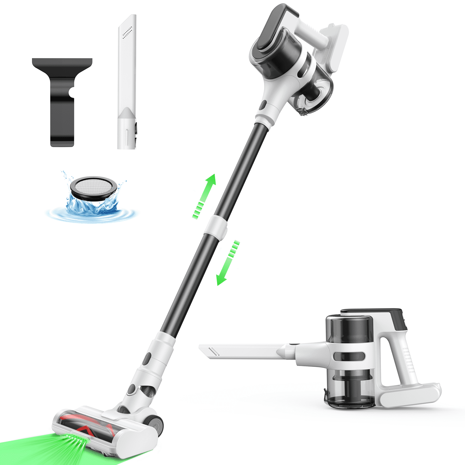 Moosoo Stick Vacuum Cleaner, Strong Powerful Cordless Vacuum, for Carpet & Hardwood Floor