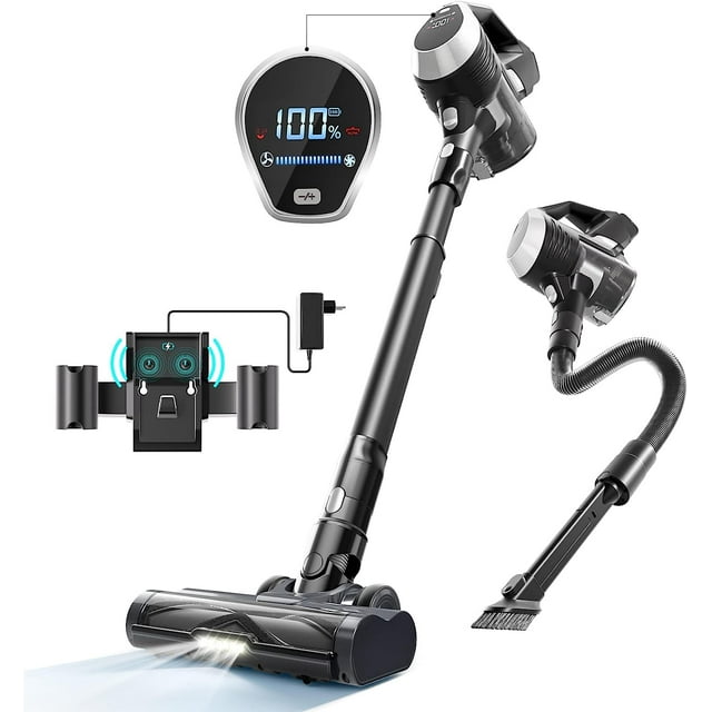 Moosoo Stick Vacuum With LED Display, 8in1 Stick Vacuum Cleaner with