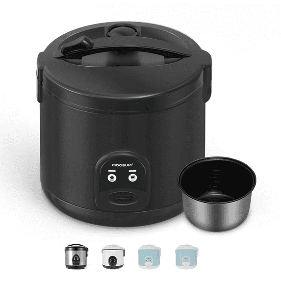 Moosum Rice Cooker Maker 10-Cup(Uncooked) with Steamer, Ceramic coating, BPA Free, Large capacity, Black