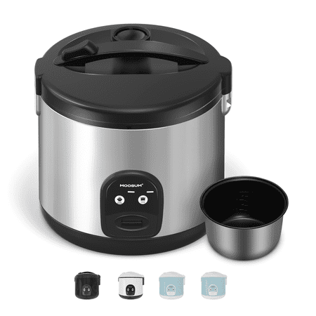 Moosum Rice Cooker Maker 10-Cup(Uncooked) with Steamer, Ceramic coating, BPA Free, Large capacity, Stainless Steel