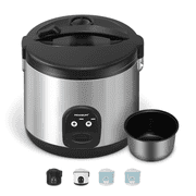 Moosum Rice Cooker Maker 10-CupUncooked with Steamer, Ceramic coating, BPA Free, Large capacity, Stainless Steel