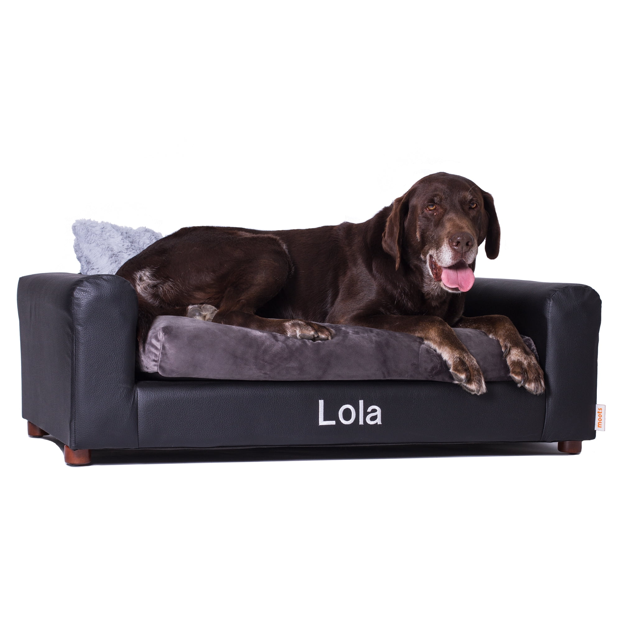 Large Charcoal Faux Leather Orthopedic Pet Sofa