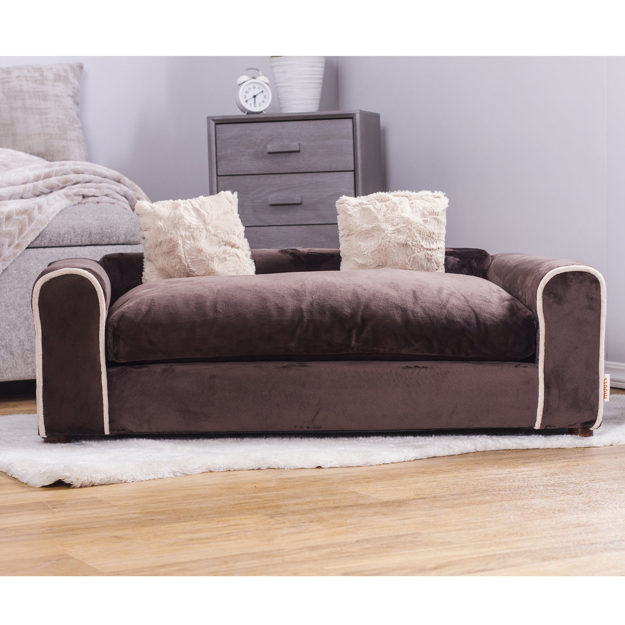 Large Chocolate Orthopedic Elevated Pet Sofa with Cushions