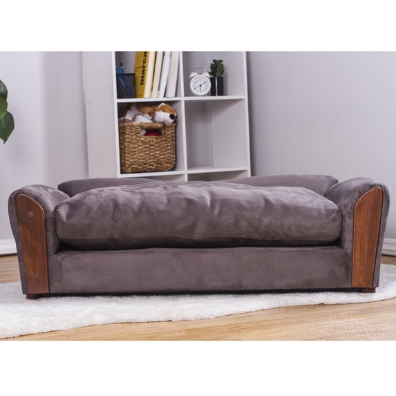 Moots VIP Microsuede Oak Couch Dog Bed, Charcoal, Large