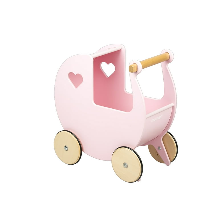 Moover Toy Baby Doll Wood Pram Light Pink