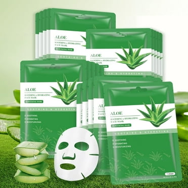 Mooyam 10 Pack Face Masks Skincare Sheet Mask Aloe Vera Sheets Mask, Hydrating Face Masks Soothing Facial Mask for All SkinTypes Sun Care, Facial Masks for Women Skin Care Sheet Masks for Face