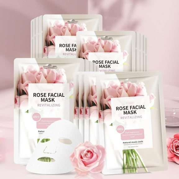 Mooyam 10 Pack Rose Face Mask Skincare, Hydrating Facial Masks Skin Care Pink Sheet Facial Masks for Face, Moisturizing Facial Sheet Masks for All Skin Types, Face Masks Skincare Gifts for Women