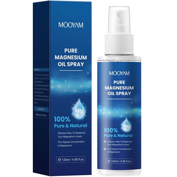 Mooyam Pure Magnesium Oil Spray for Stress Relief & Healthy Skin, 100% Natural,4.06 fl.oz