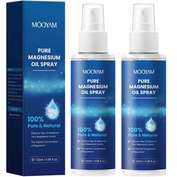 Mooyam 2 Pack 100% Pure & Natural Magnesium Oil Spray,Improves Quality of Sleep & Relaxes Muscles Tension，8.12 fl.oz