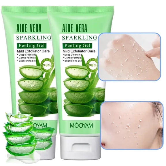 Mooyam 2 Pack Aloe Vera Exfoliating Gel, Gentle Exfoliation for Hydrated 7.04 fl oz