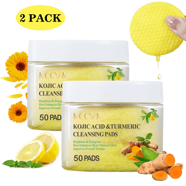 Mooyam 2 Pack Turmeric Exfoliating Cleansing Pads-For Facial Cleansing, Exfoliation, Removal of Dirt and Make-Up Residue 100Pads
