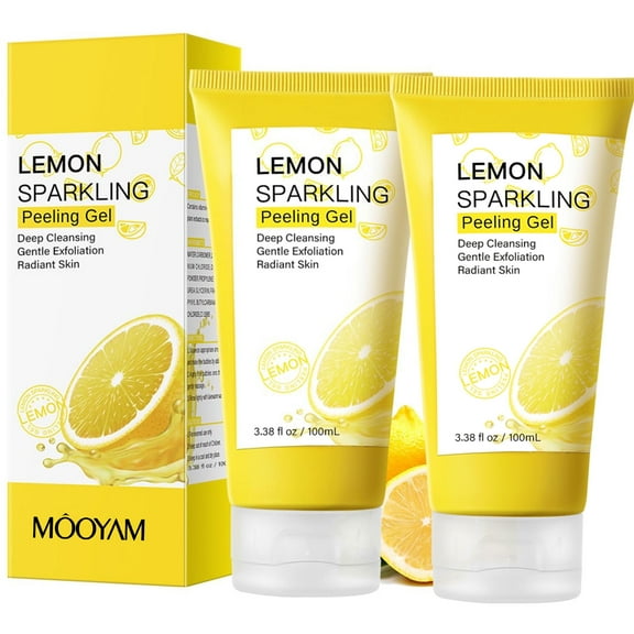 Mooyam 2Pack Gentle Exfoliating Gel with Lemon Extract, Daily Exfoliates Deep Cleansing For All Skin Types 6.76 oz
