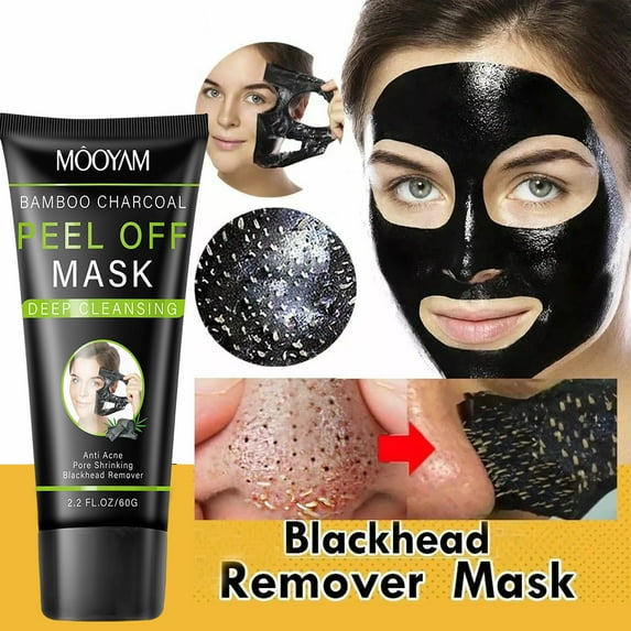Mooyam Blackhead Remover Mask, Bamboo Charcoal Peel-off Mask, Deep Cleansing Purifying for All Skin Types 60g 2.2 fl oz
