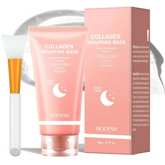 Mooyam Collagen Night Wrapping Mask for Glass Skin – Korean Skincare for Hydrated, Radiant Skin – Overnight Firming & Hydration – Easy Peel-Off For All Skin Types