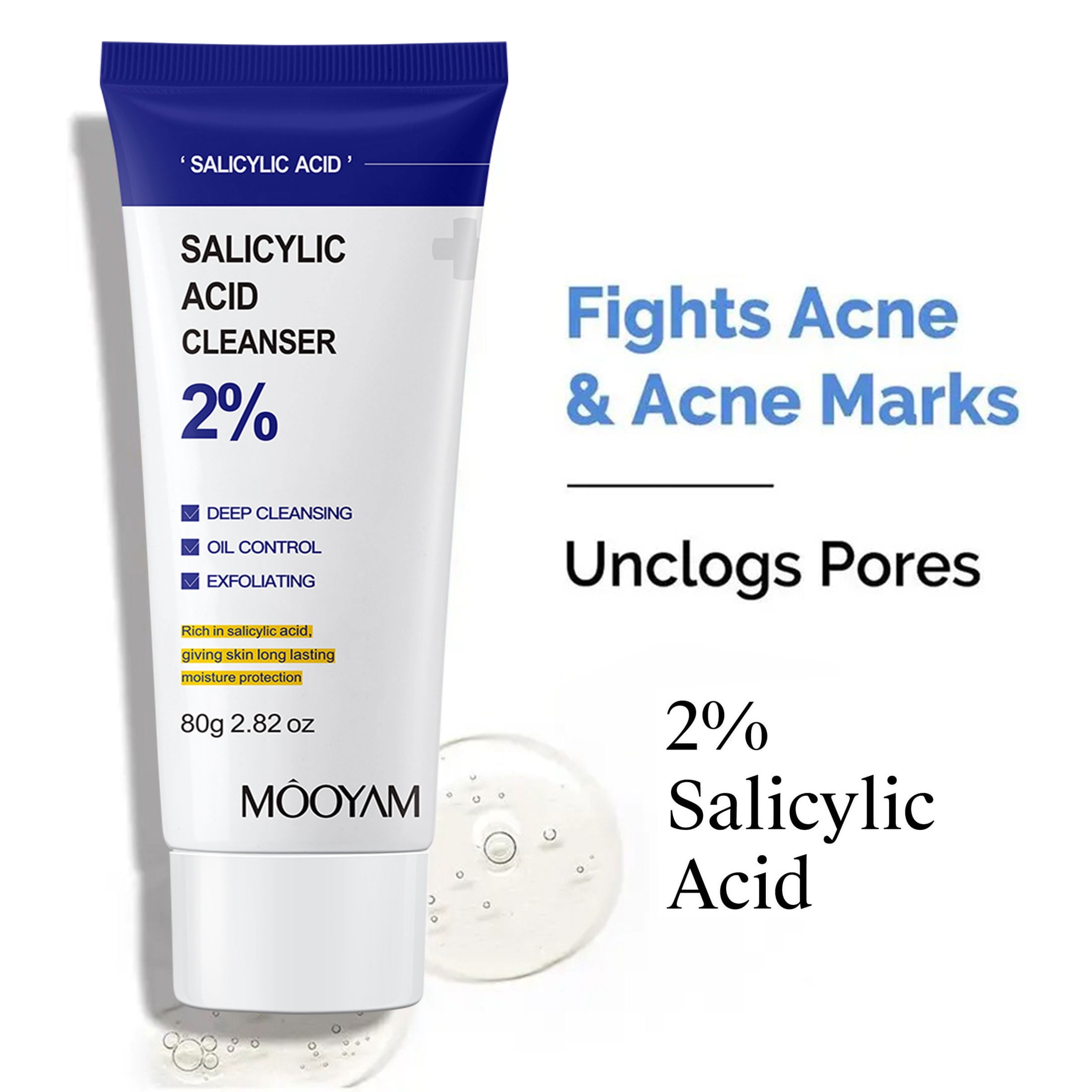 Mooyam Salicylic Acid Acne Face Wash Pore Cleansing Facial Cleanser 2.82oz