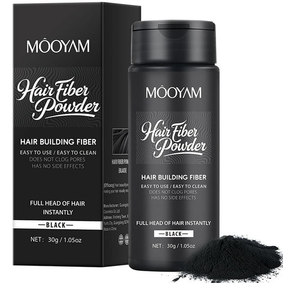 Mooyam Hair Thickening Fibers, Hair Powder Fill In Fine and Thinning Hair for Men Women, Black, 30g