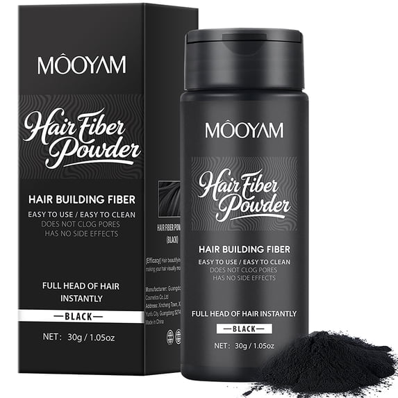 Mooyam Hair Thickening Fibers, Hair Powder Fill In Fine and Thinning Hair for Men Women, Black, 30g