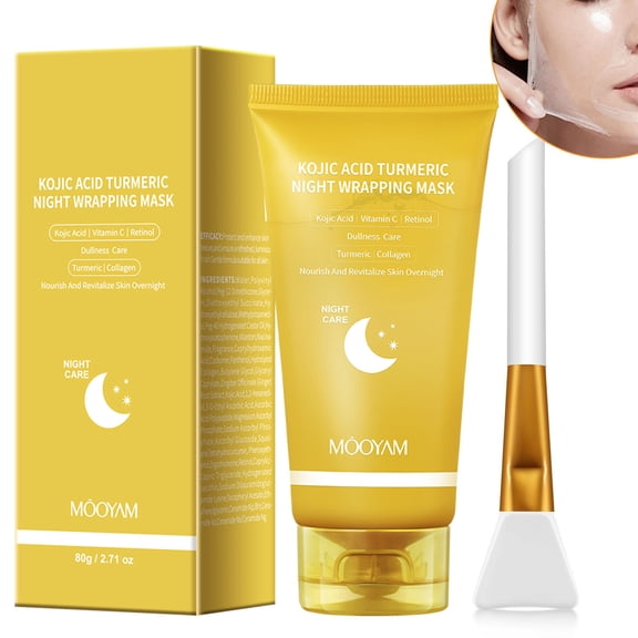 Mooyam Kojic Acid Turmeric Overnight Wrapping Peel Off Mask for Lifting & Firming Face for All Skin Types - 2.71 Oz