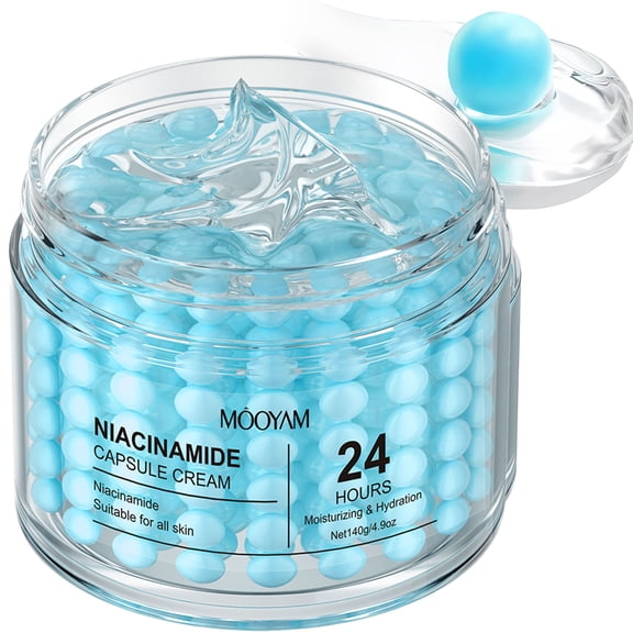 Mooyam Niacinamide Capsule Face Moisturizer Cream, 3d Capsule Moisture Brightening Cream for wrinkles,Deeply Hydrating, 140ml