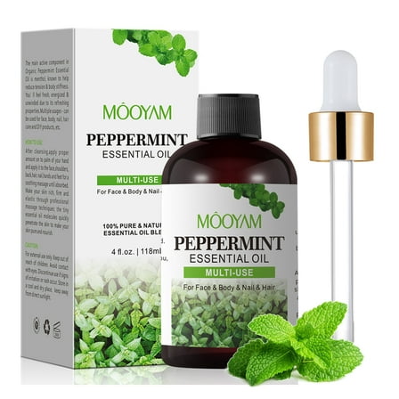 Mooyam Peppermint Essential Oil | 100% Pure and Natural Peppermint Oil | Premium Grade Essential Oils for Hair Care, Home Diffusers, Skin, Aromatherapy, Massage and Humidifiers | 4 fl oz