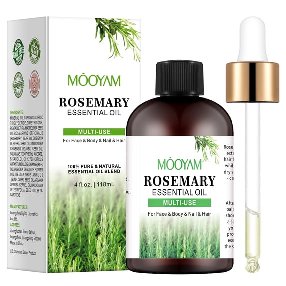 Mooyam Rosemary Essential Oil for Hair Care, Diffuser, Massage, Add to Shampoo, Conditioner-118mL