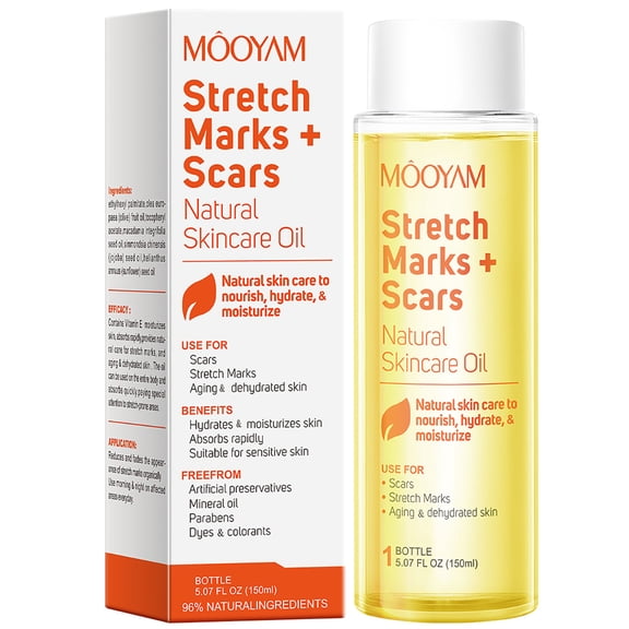 Mooyam Skincare Body Oil for Scars and Stretch Marks, Serum Hydrates Skin, 5.07 fl oz
