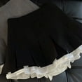 thumbnail image 1 of Mooyufon Ruffles Black Mini Skirt Women Korean Patchwork Pleated Skirts Japanese Kawaii High Waist All Match A Line Skirt New, 1 of 7
