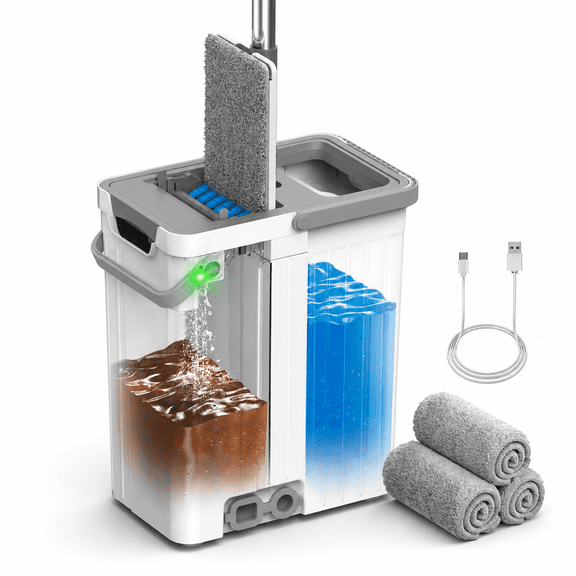 Mop And Bucket Set Flat System For Floor Cleaning