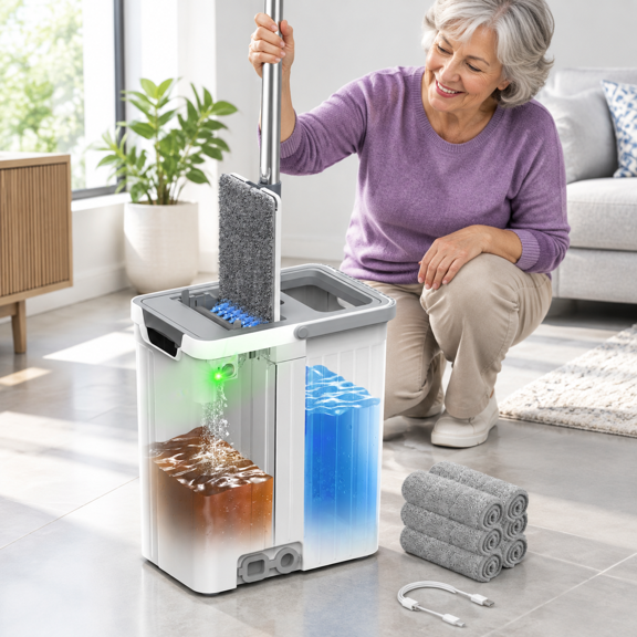 Mop And Bucket Set Flat System For Floorning