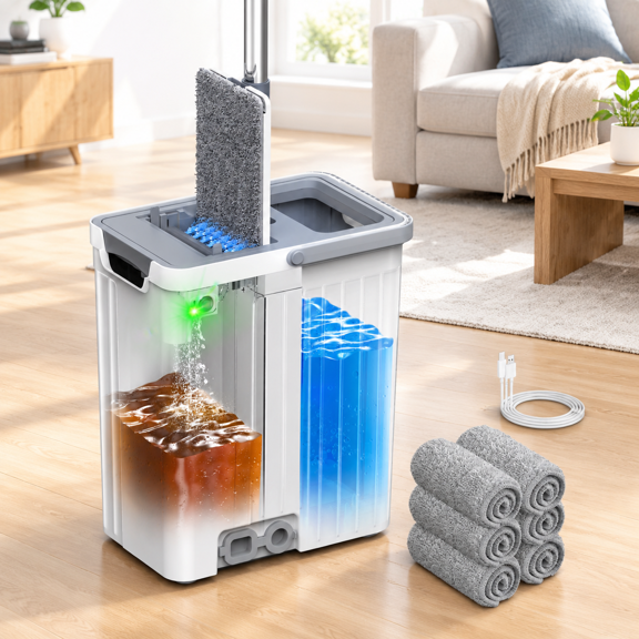 Mop And Bucket Set Flat System For Floorning