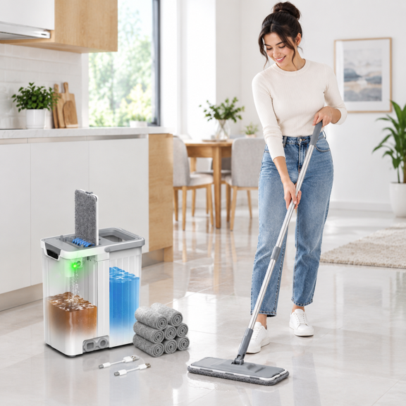 Mop And Bucket Set Flat System For Floorning