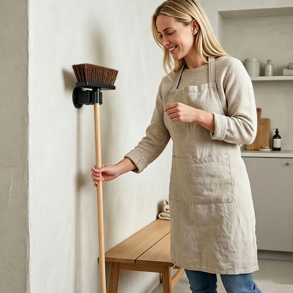Mop And Holder No Drill Movable Heavy Duty Holder Wall Mount Organizer With Slip Rollers Laundry Organizer For Garage Kitchen Rack Happy 2026!