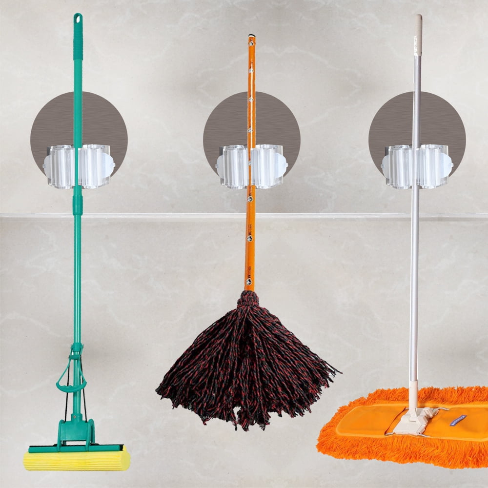 Mop Broom Gripper Holder Hooks, Strongest Adhesive Wall Mounted