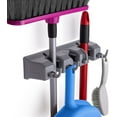 thumbnail image 1 of Mop and Broom Holder Wall Mount Heavy Duty Broom Garden Tool Organizer Mop Hanger Home Cleaning Supplies Organizations Storage Rack for Garage (3 Positions, 4 Hooks), 1 of 9