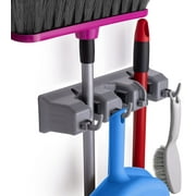 Mop and Broom Holder Wall Mount Heavy Duty Broom Garden Tool Organizer Mop Hanger Home Cleaning Supplies Organizations Storage Rack for Garage (3 Positions, 4 Hooks)