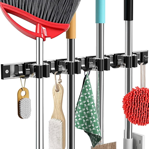 Mop and Broom Holder Wall Mount Metal Heavy Duty Utility Hooks Broom ...
