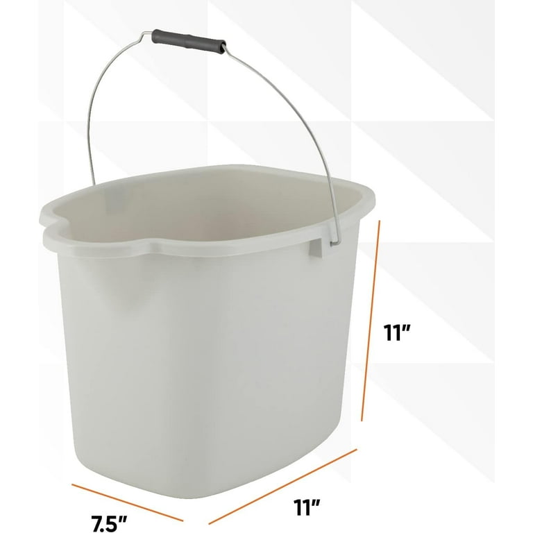Mop Bucket For Cleaning - Car Wash Bucket With Metal Handle- 4 Gallon  Bucket Grey Durable Plastic Pail For Fishing, Mopping, Cleaning -16 Liter