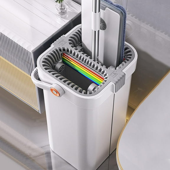 Mop and Bucket Set, 360 Degrees Spinning Mop,Large Flat Floor Mop and Bucket System,2 Washable Microfiber Mops,Wet and Dry Use,Floor Cleaning System for All Floor Types and Windows