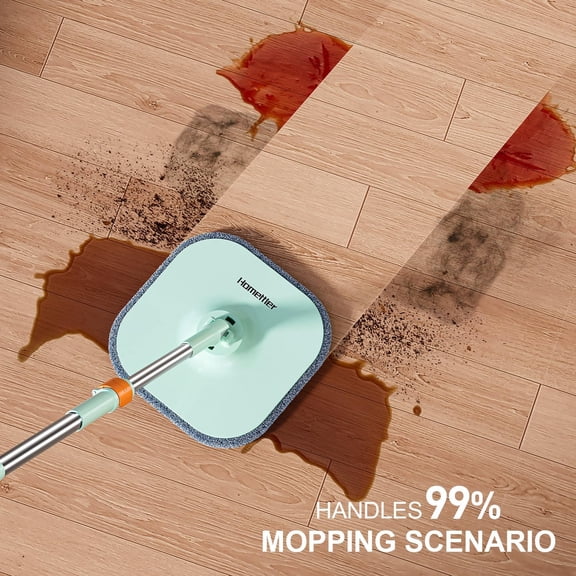 Spin Mop with Dual-Tank System and 4 Microfiber Pads