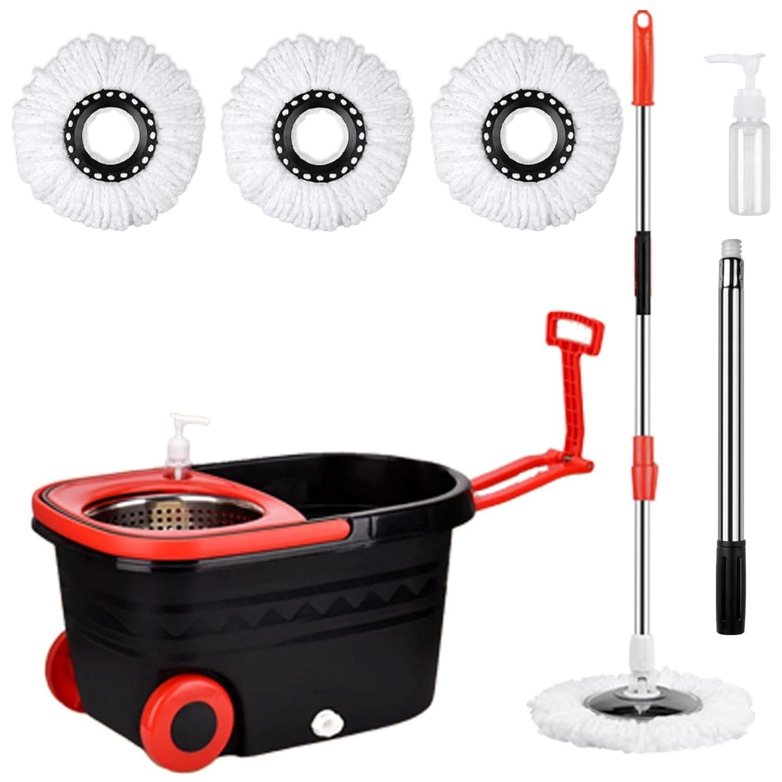 Mop Bucket Set with Wringer, Swivel Stainless Steel Mop Bucket with