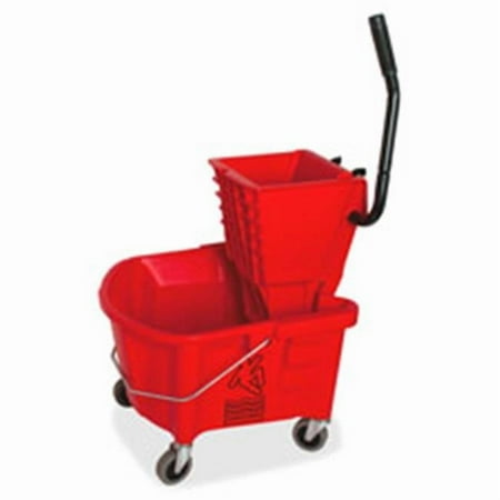 Mop Bucket-Wringer Combo, Splash Guard, 26qt., Red