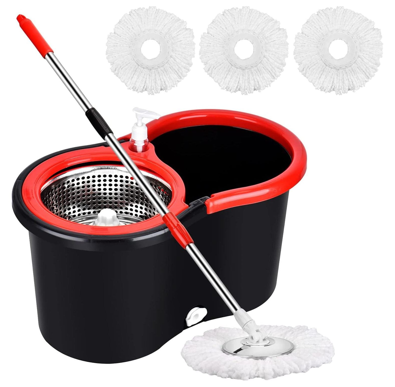 Mop and Bucket with Wringer Set, 360 Spin Mop and Bucket with 3