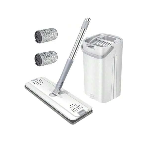 Mop And Bucket With Wringer Set, Hands Free Flat Floor Mop And Bucket, 2 Reusable Microfiber Pads, Flat Mop And Bucket Set, Separates Dirty And Clean Water For All Floor And Wall Cleaner,Garden Tools