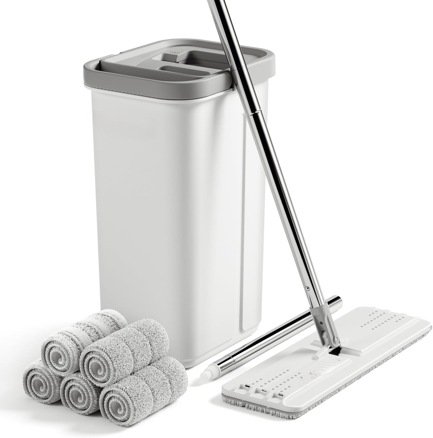 Mop and Bucket with Wringer Set, Hands Free Flat Floor Mop and Bucket ...