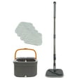 thumbnail image 1 of Mop and Bucket with Wringer Set, Hands Free Flat Floor Mop and Bucket, Washable Microfiber Pads Included, Wet and Dry Use, Telescopic Stainless-Steel Mop Home Floor Cleaning System, With 4 Pads, 1 of 8